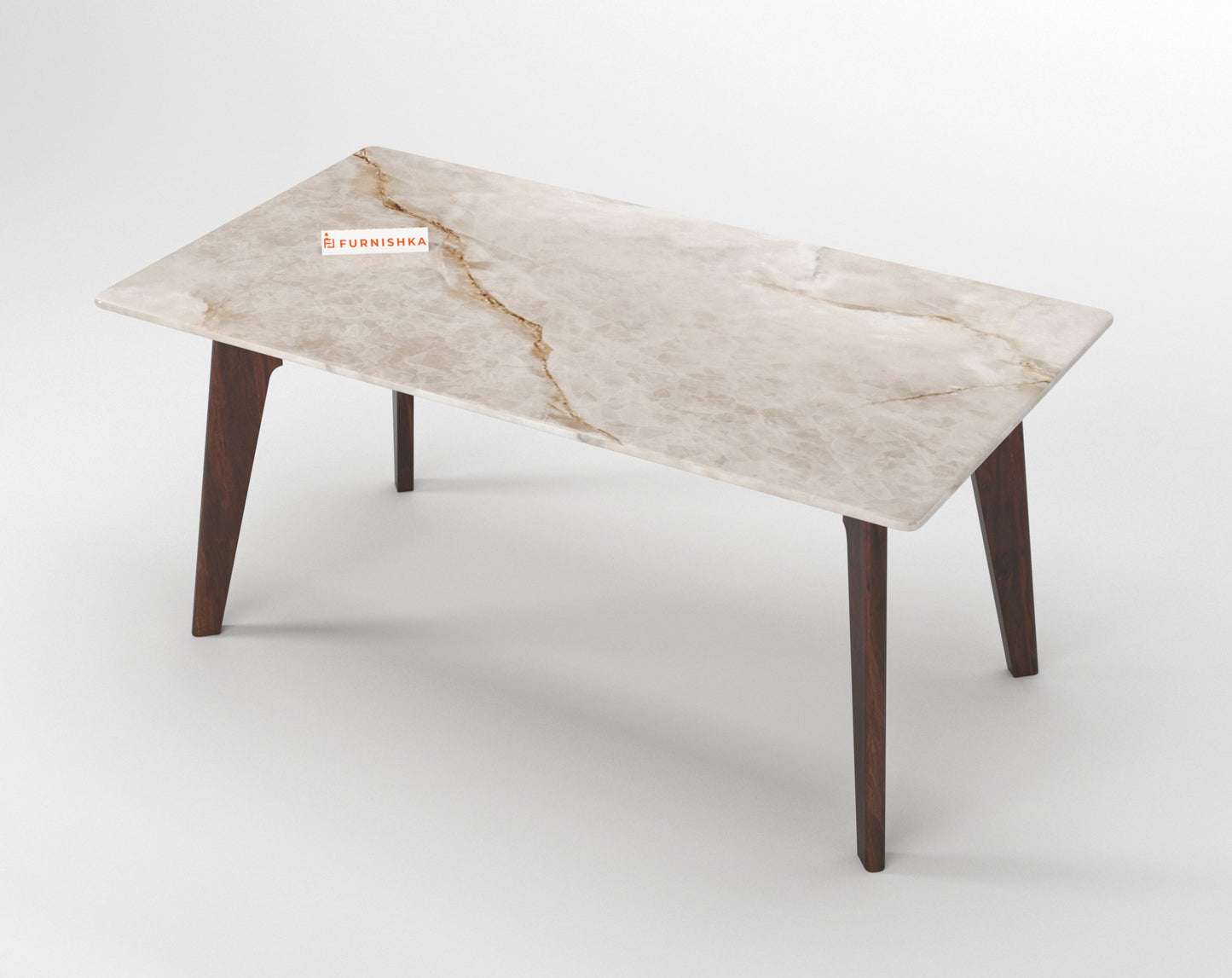 Vedha Dining Table 6 Seater Wood Base - Furnishka