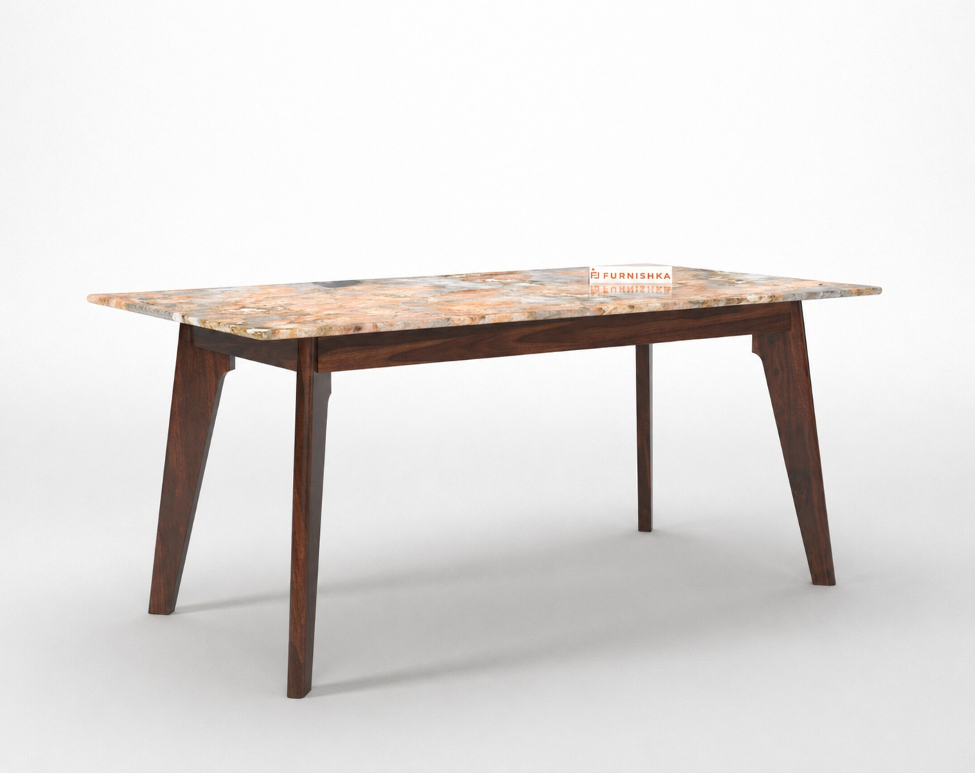 Vedha Dining Table 6 Seater Wood Base - Furnishka 