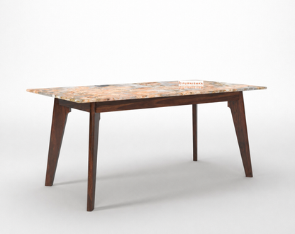 Vedha Dining Table 6 Seater Wood Base - Furnishka 