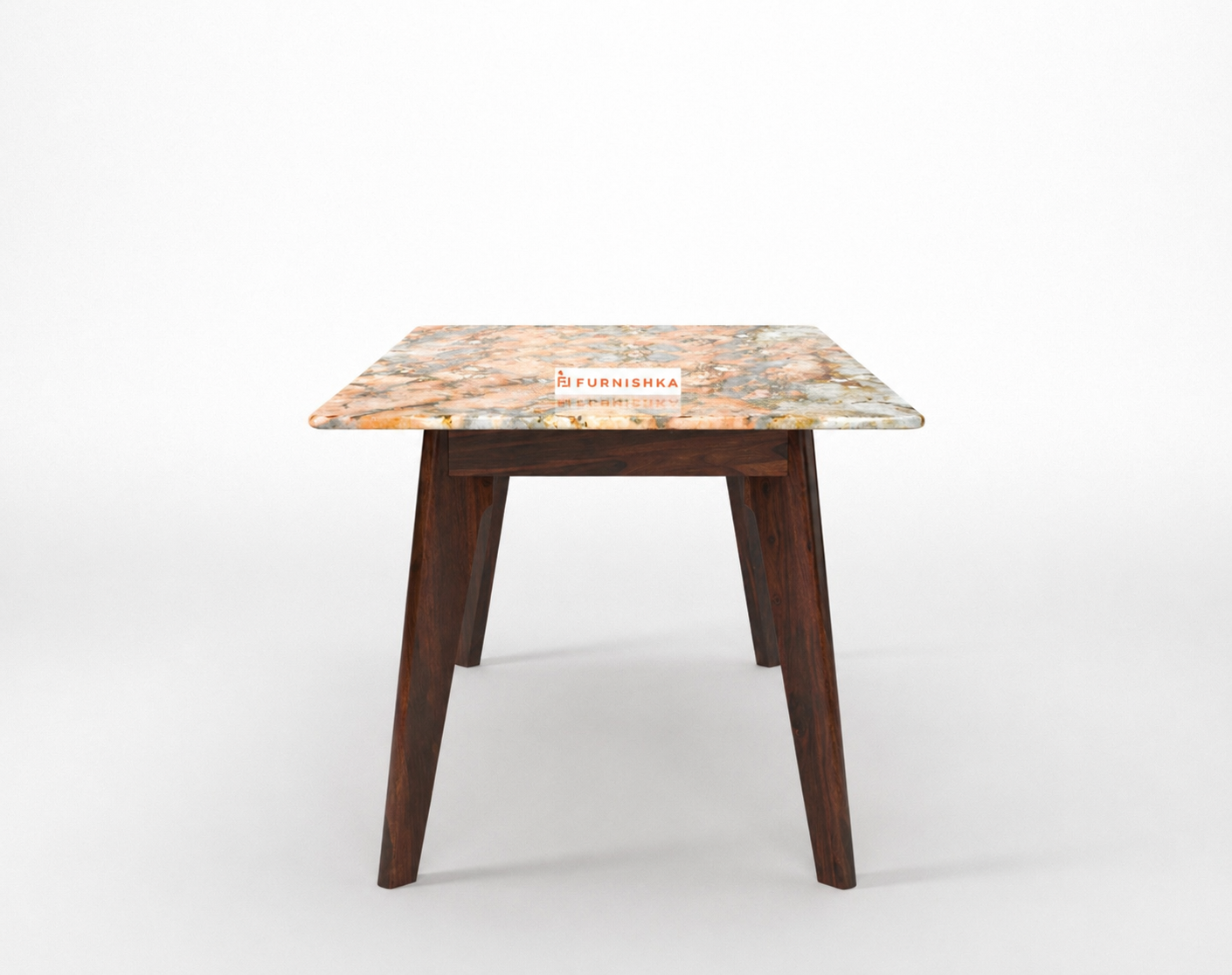 Vedha Dining Table 6 Seater Wood Base - Furnishka 