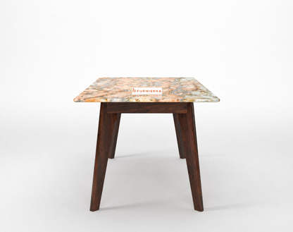 Vedha Dining Table 6 Seater Wood Base - Furnishka 