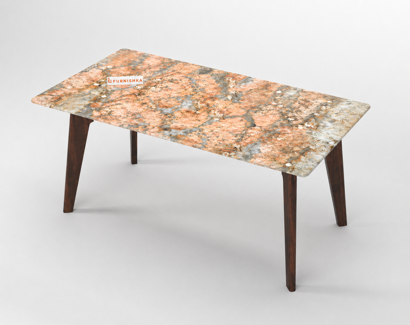 Vedha Dining Table 6 Seater Wood Base - Furnishka 