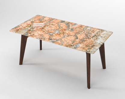 Vedha Dining Table 6 Seater Wood Base - Furnishka 