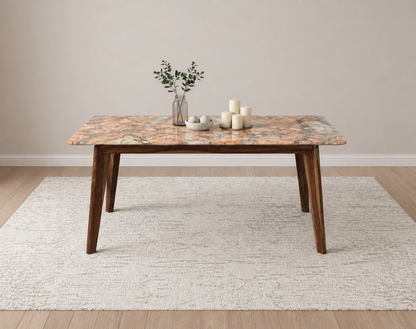 Vedha Dining Table 6 Seater Wood Base - Furnishka 