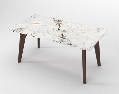Vedha Dining Table 6 Seater Wood Base - Furnishka
