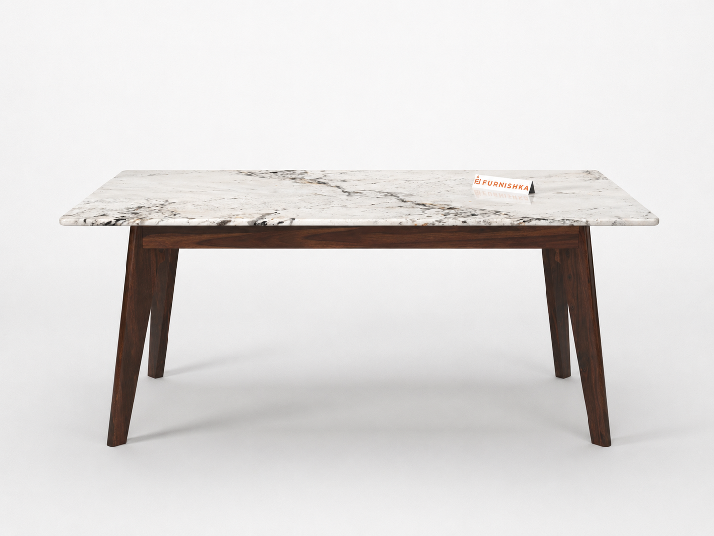 Vedha Dining Table 6 Seater Wood Base - Furnishka