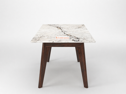 Vedha Dining Table 6 Seater Wood Base - Furnishka