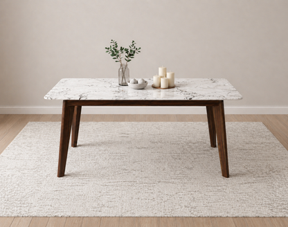 Vedha Dining Table 6 Seater Wood Base - Furnishka