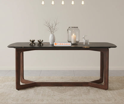 Vetra 6 Seater  Dining Sets Compact with Black Engineered Marble Top - Furnishka 