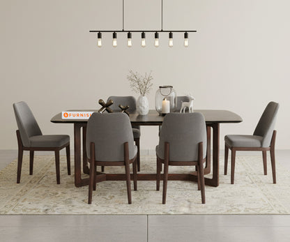 Vetra 6 Seater  Dining Sets Compact with Black Engineered Marble Top - Furnishka 