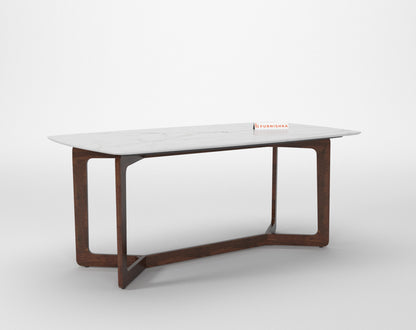 Vetra 6 Seater Dining Sets Compact with White Engineered Marble Top - Furnishka 