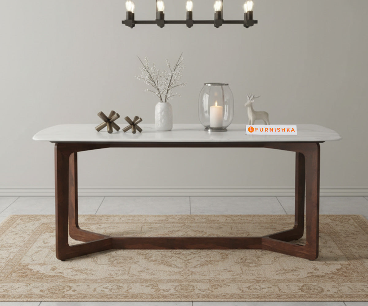 Vetra 6 Seater Dining Sets Quartz Marble Top - Furnishka 