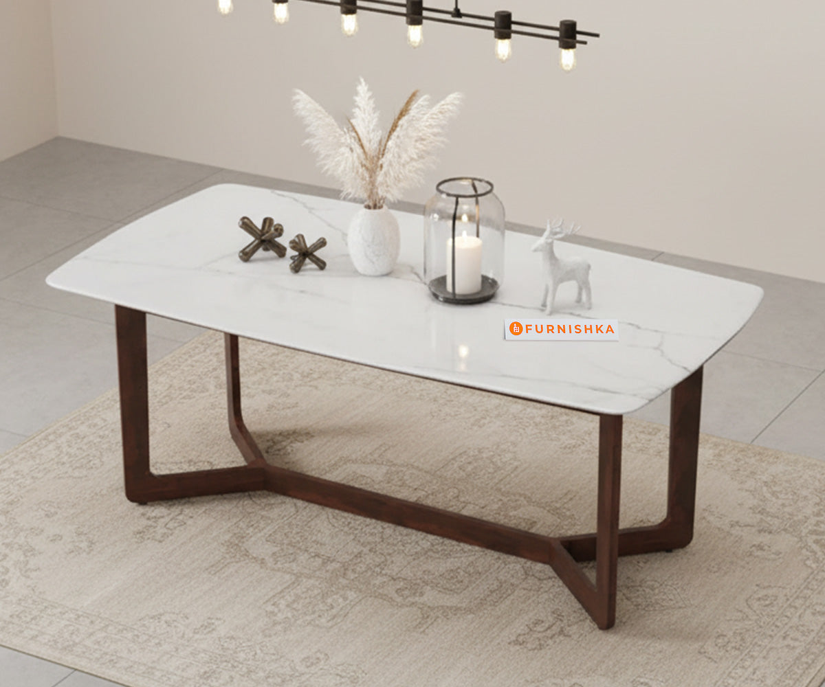 Vetra 6 Seater Dining Sets Quartz Marble Top - Furnishka 