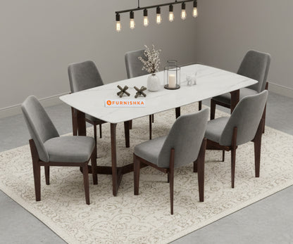 Vetra 6 Seater Dining Sets Quartz Marble Top - Furnishka 