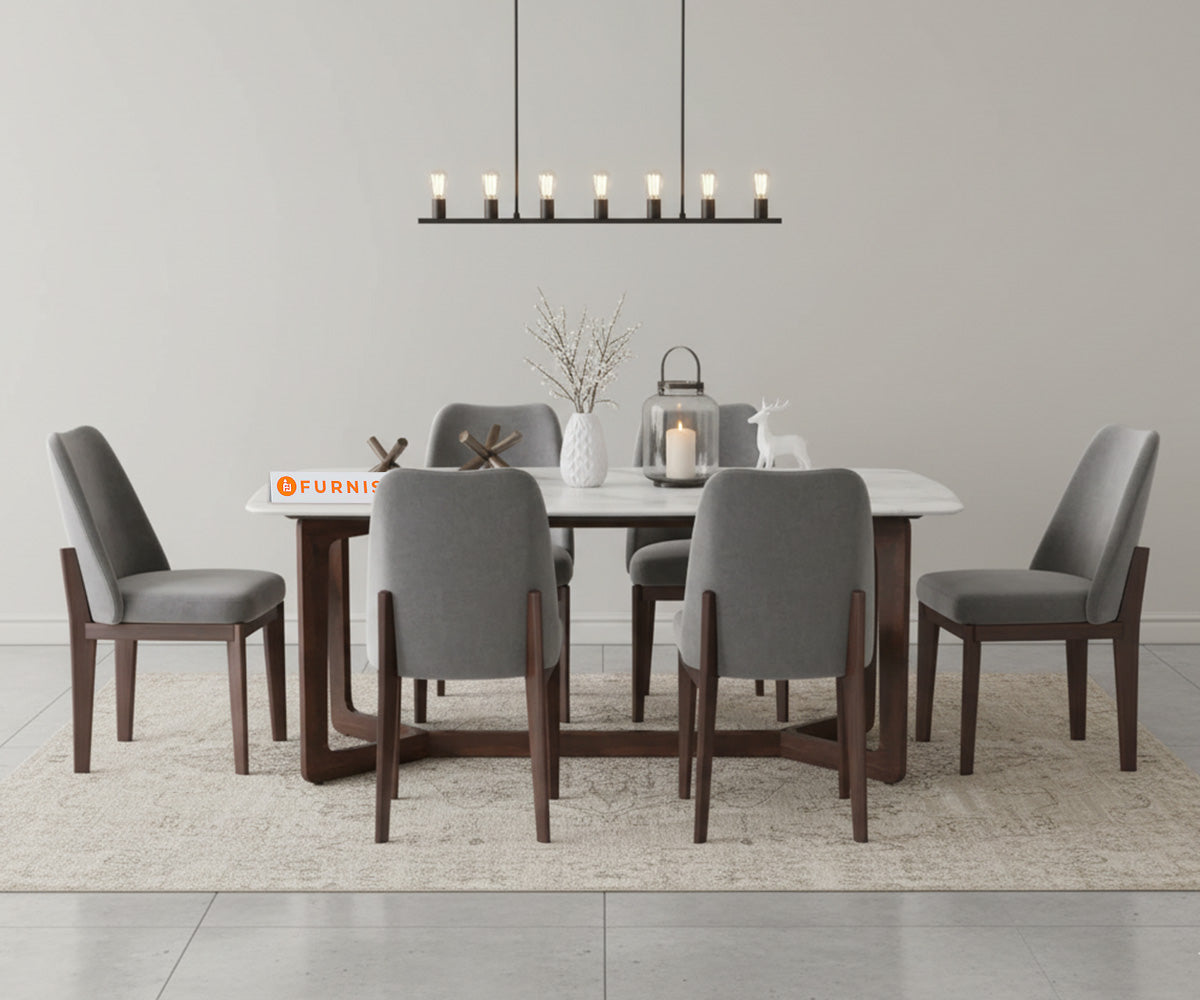 Vetra 6 Seater  Indian Marble Top Dining Table - Furnishka 
