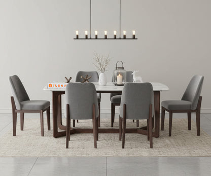Vetra 6 Seater  Indian Marble Top Dining Table - Furnishka 