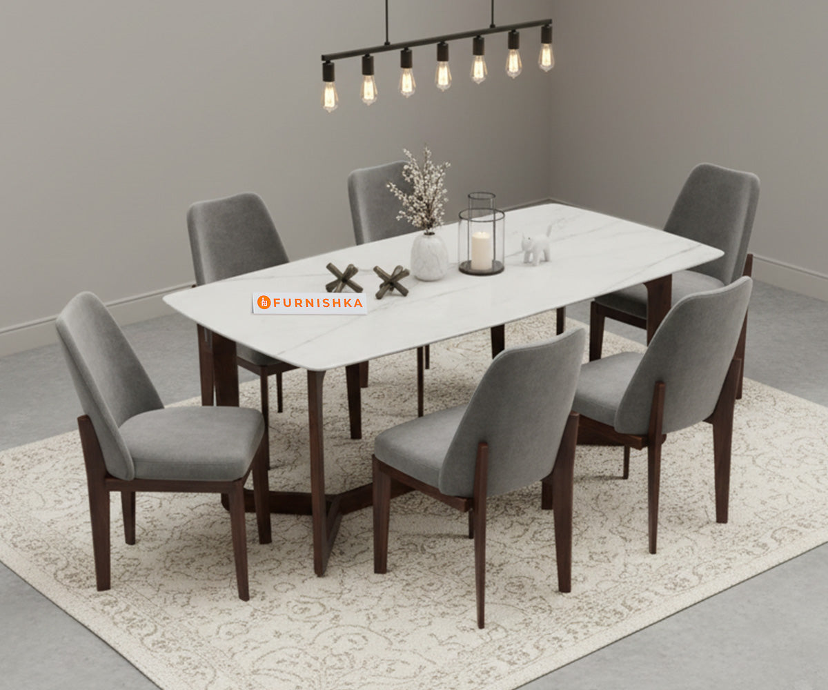 Vetra 6 Seater  Indian Marble Top Dining Table - Furnishka 