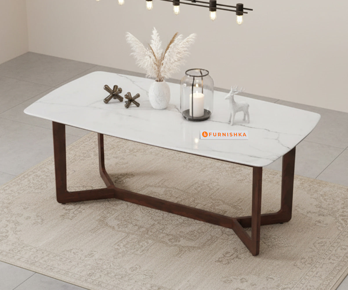 Vetra 6 Seater  Indian Marble Top Dining Table - Furnishka 