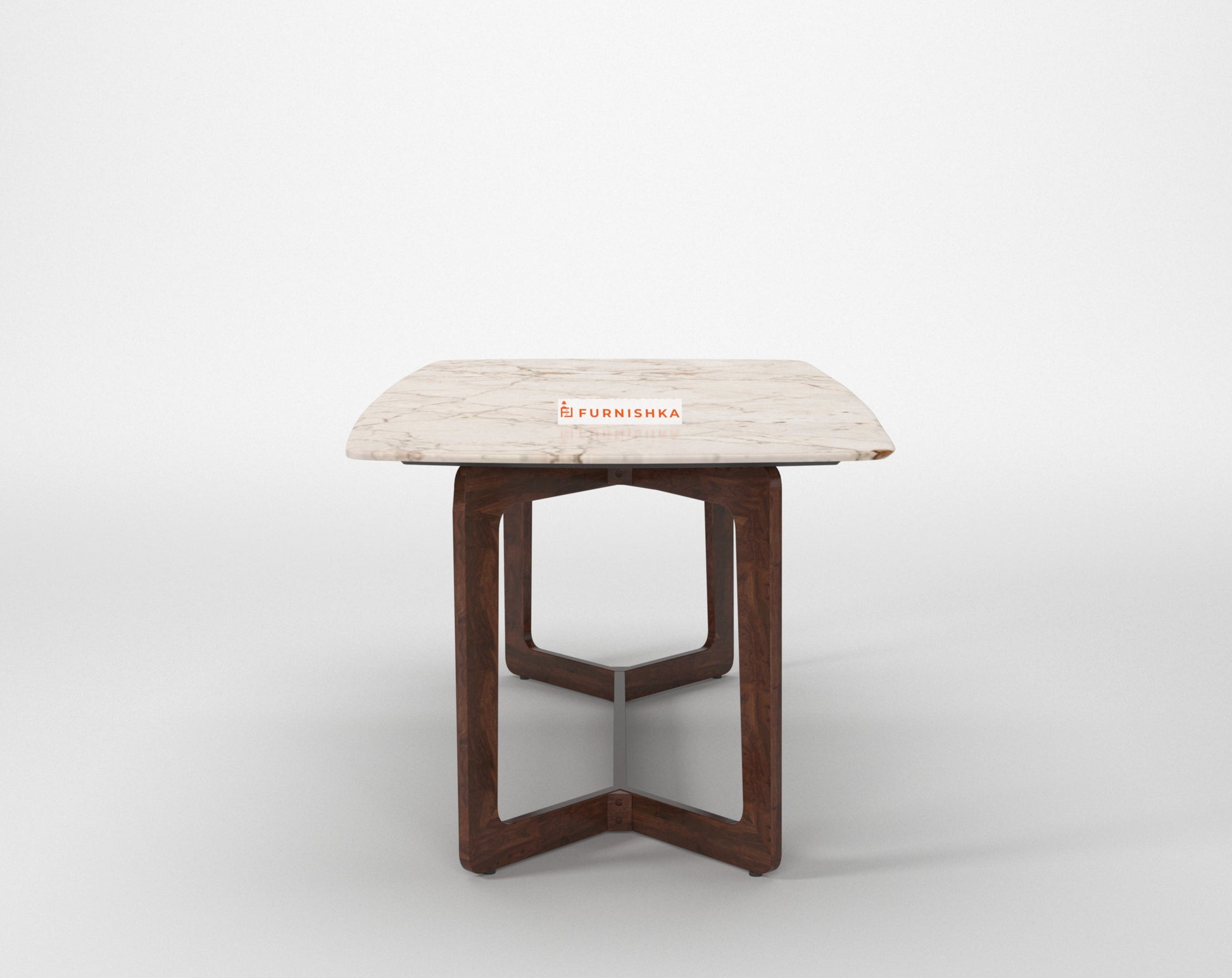 Vetra Compact Dining Table with Rosalia Gold Engineered Marble Sandwich Top - 6 Seater - Furnishka 