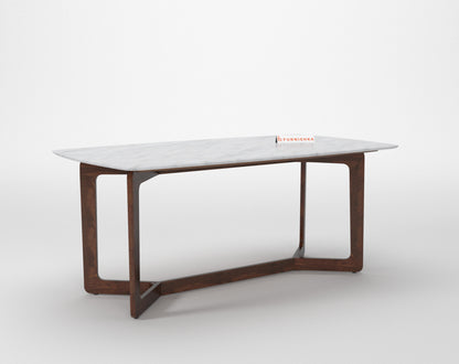 Vetra Compact Indian Marble Top 6 Seater Dining Table - Furnishka 