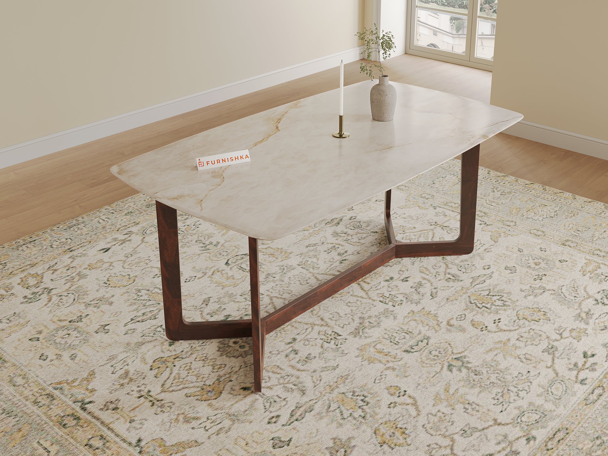 Vetra Dining Table 6 Seater Wood Base - Furnishka