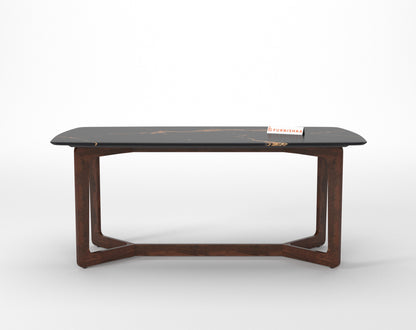 Vetra 6 Seater Dining Sets with Black Engineered Marble Top - Furnishka