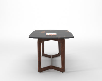 Vetra 6 Seater Dining Sets with Black Engineered Marble Top - Furnishka
