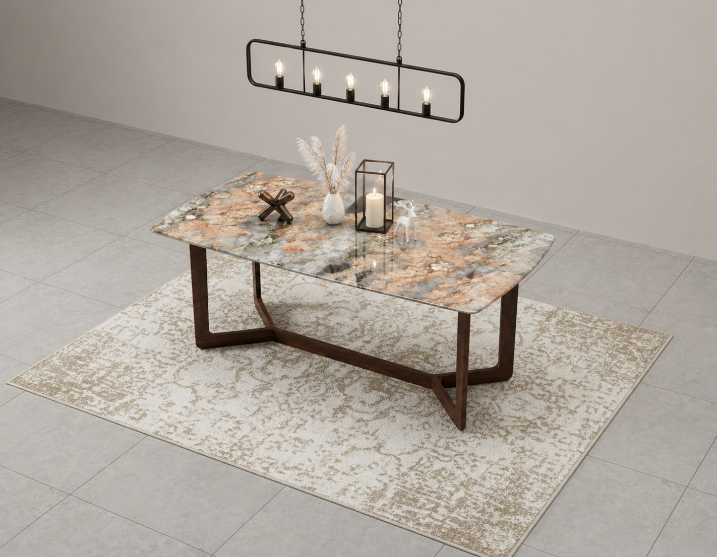 Vetra Dining Table 6 Seater Wood Base - Furnishka
