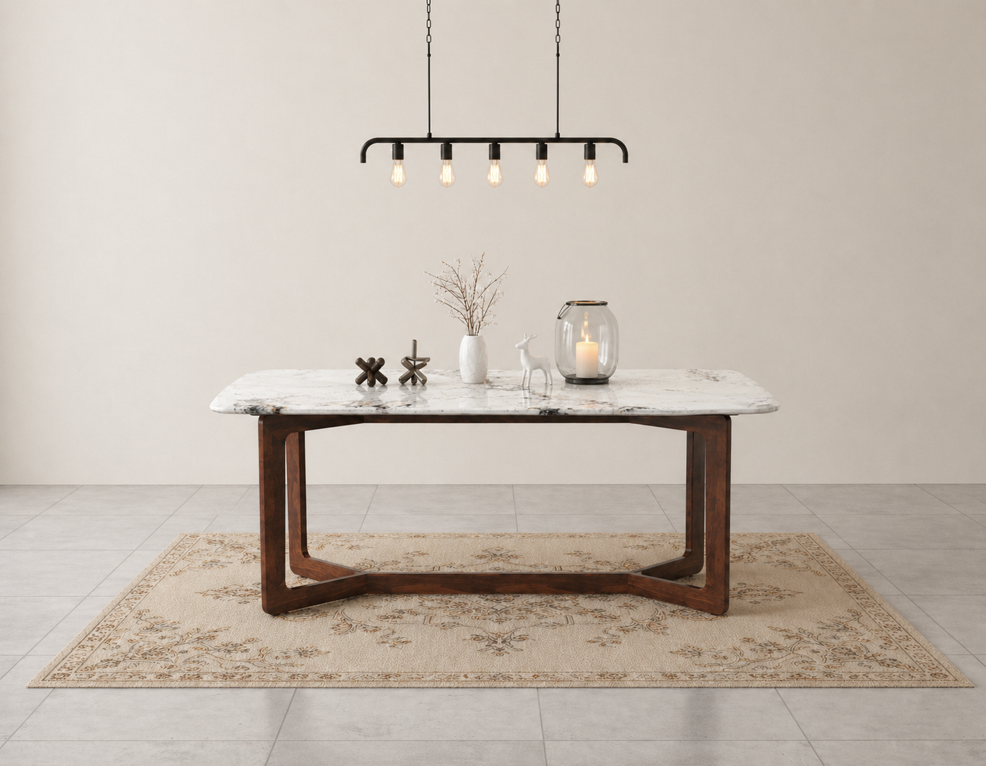 Vetra Dining Table 6 Seater Wood Base - Furnishka
