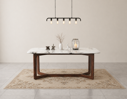 Vetra Dining Table 6 Seater Wood Base - Furnishka