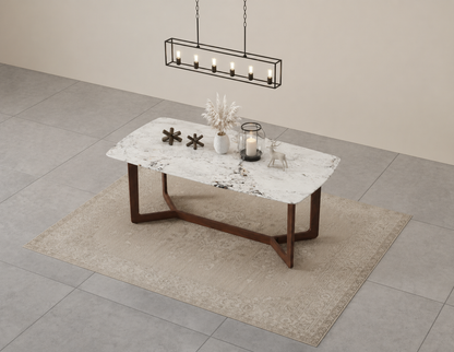 Vetra Dining Table 6 Seater Wood Base - Furnishka