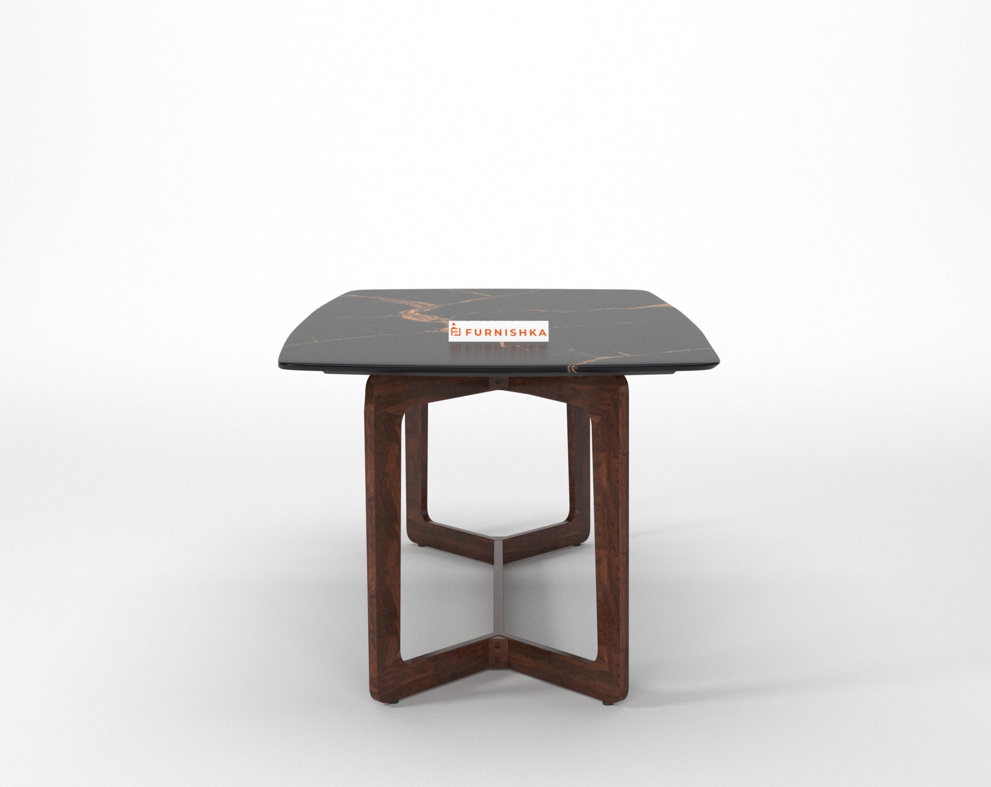 Vetra Dining Table with Black Engineered Marble Top - 4 Seater - Furnishka 