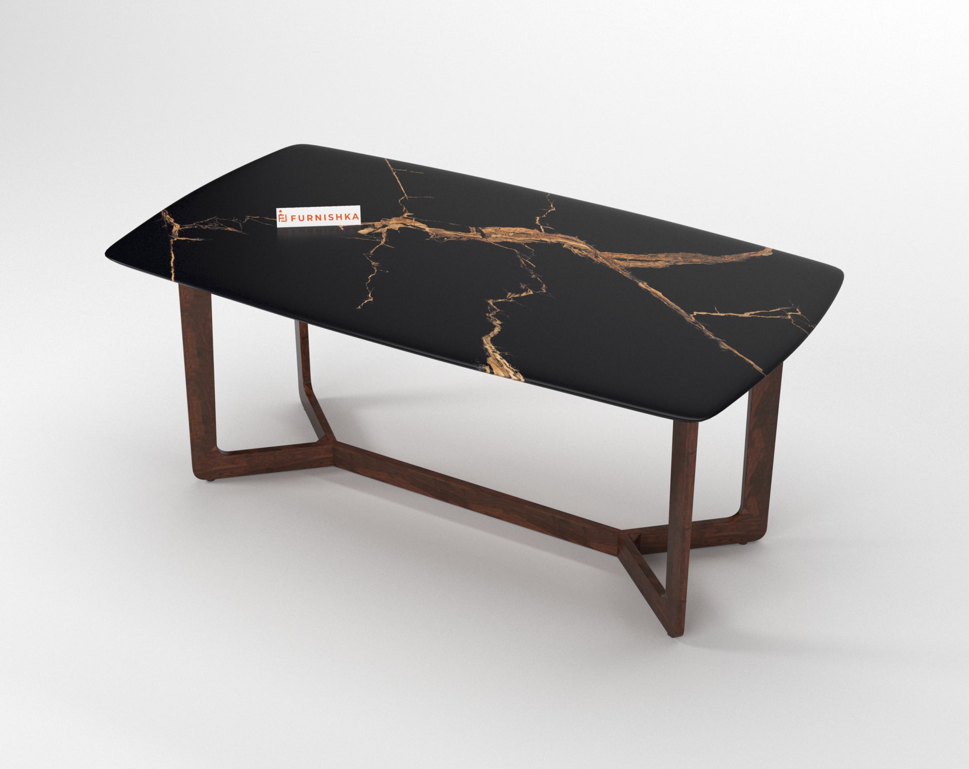 Vetra Dining Table with Black Engineered Marble Top - 4 Seater - Furnishka 