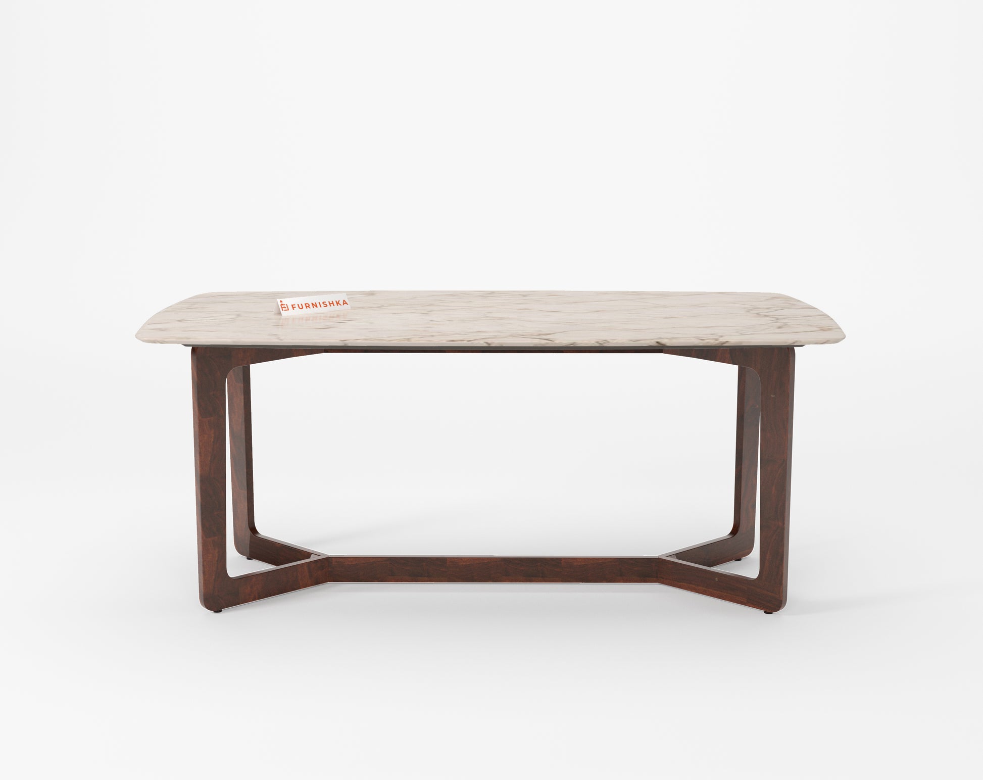 Vetra Dining Table with Rosalia Gold Engineered Marble Sandwich Top - 6 Seater - Furnishka 