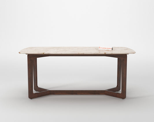 Vetra Dining Table with Rosalia Gold Engineered Marble Top - 4 Seater - Furnishka