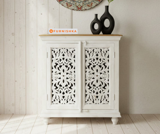 Vinatge Flower Two Door Cabinet Distressed - Furnishka 