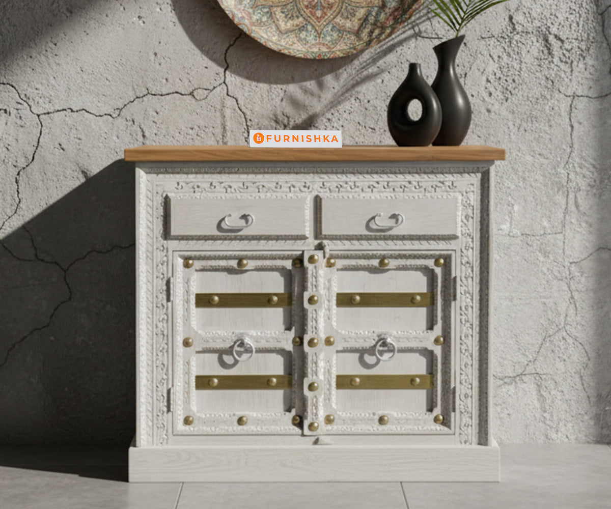 Vintage Curved Two Door Cabinet Distressed - Furnishka
