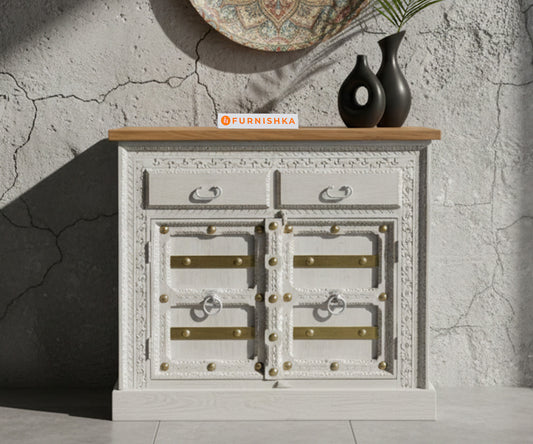 Vintage Curved Two Door Cabinet Distressed - Furnishka 