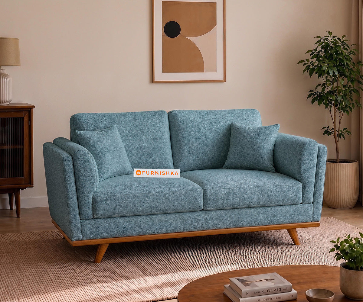 Oslo 2 Seater Fabric Sofa With Vintage Aqua Blue - Furnishka
