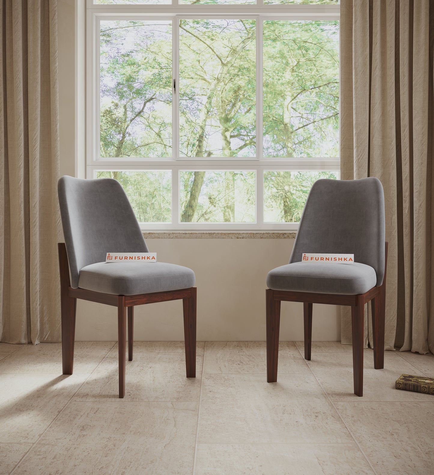 Vriha Sheesham Dining Chair  Space Grey - Furnishka 