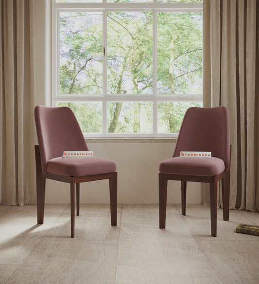 Vriha Sheesham Wood Dining Chair  Flamingo Pink - Furnishka