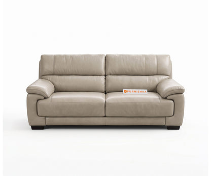 Derby 3 Seater Leather Sofa in Silver