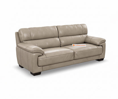Derby 3 Seater Leather Sofa in Silver