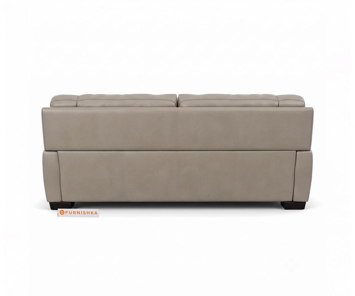 Derby 3 Seater Leather Sofa in Silver