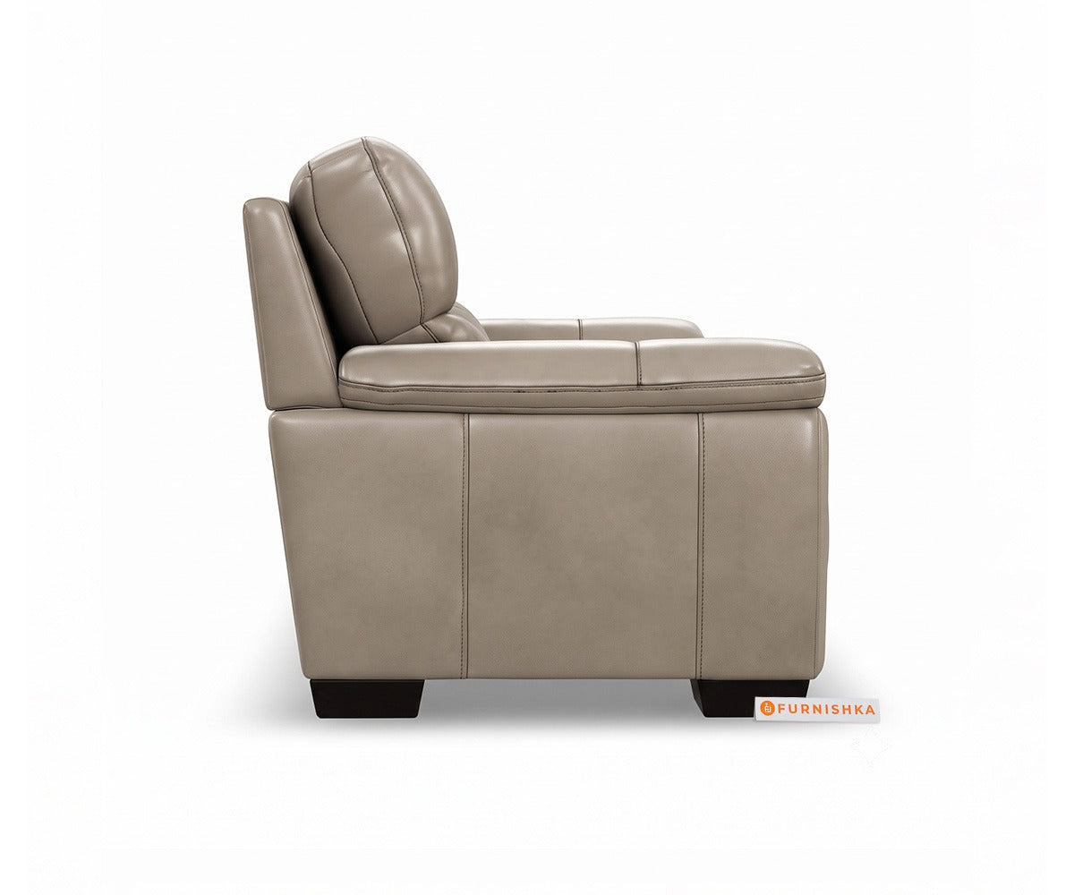 Derby 3 Seater Leather Sofa in Silver