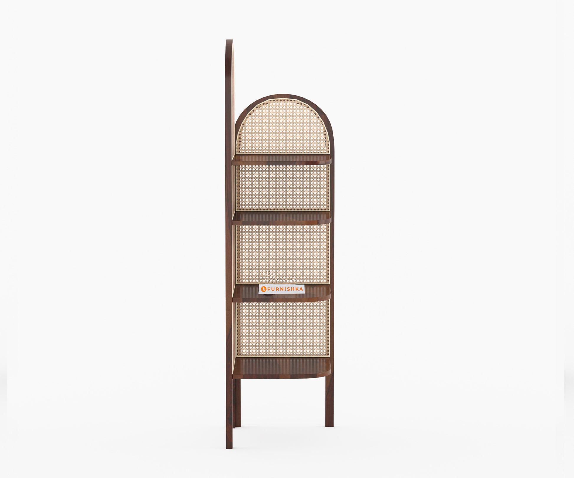 Willa Sheesham Wood and Cane 4 Tier Corner Book Shelf - Furnishka 