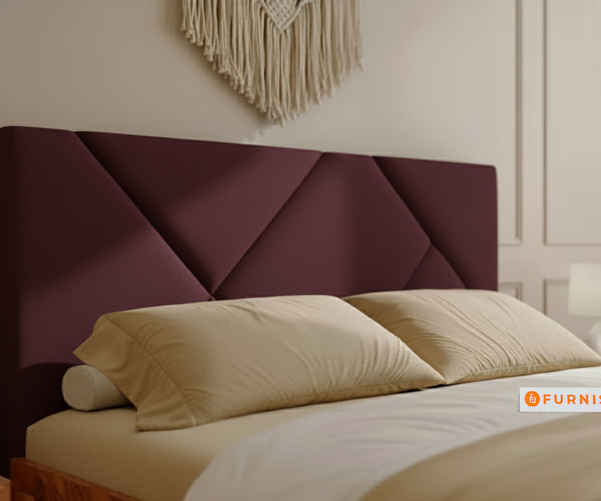 Agatha Real Teak Wood Hydraulic Bed Queen Size Red Wine