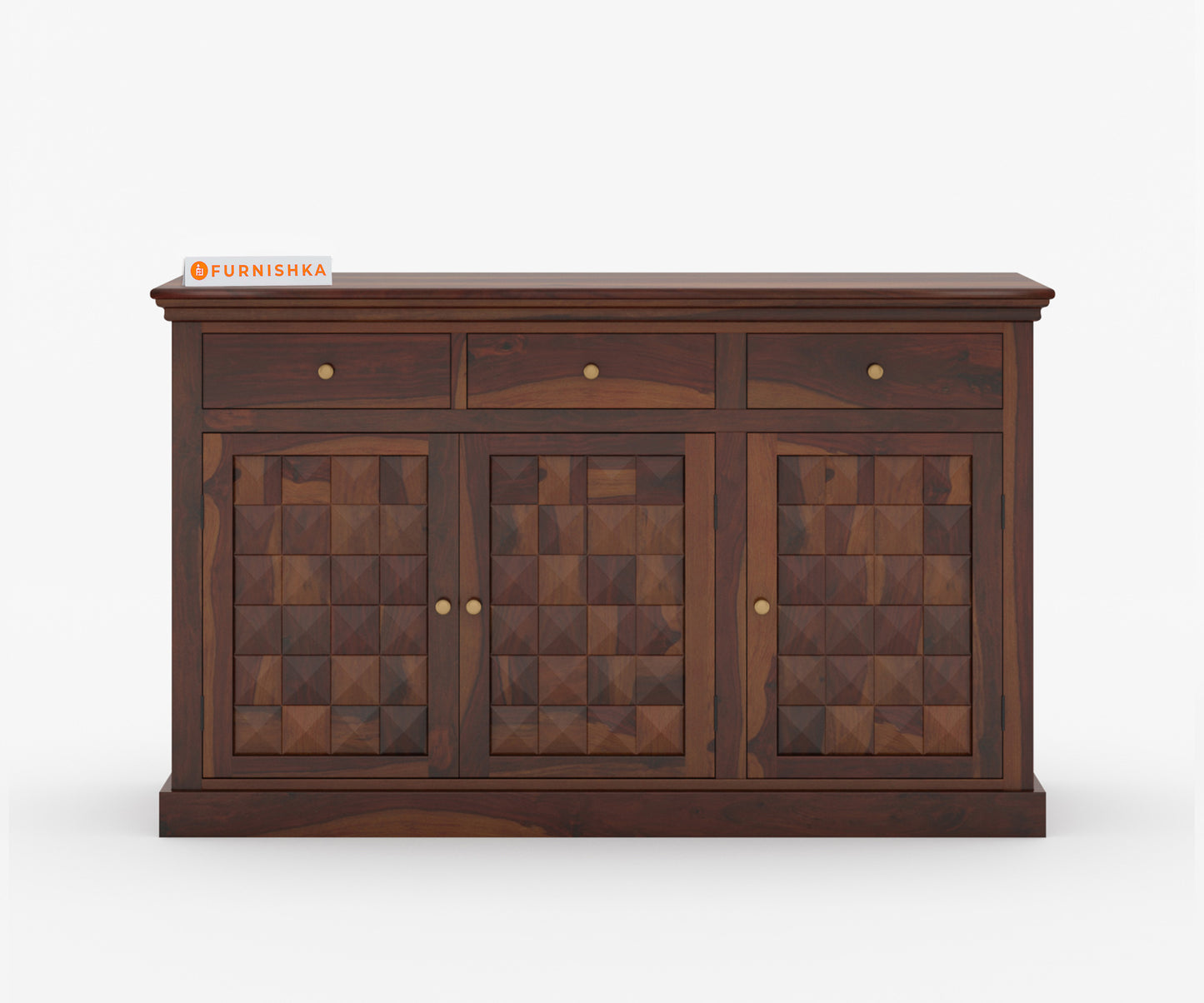 Wizard Sheesham Wood Triple Door Chest of Drawer - Furnishka 