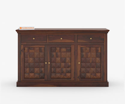 Wizard Sheesham Wood Triple Door Chest of Drawer - Furnishka 