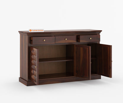 Wizard Sheesham Wood Triple Door Chest of Drawer - Furnishka 